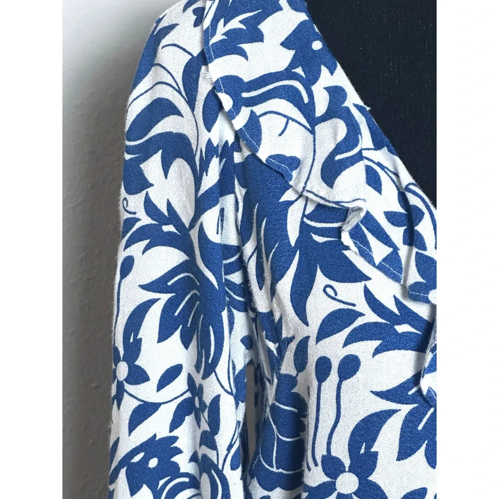 Free‎ People Rebecca Ruffle Cottagecore Dress Whimsy Blue White XS